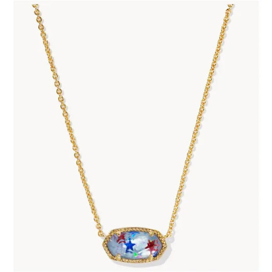 Elisa Gold Red White Blue Necklace