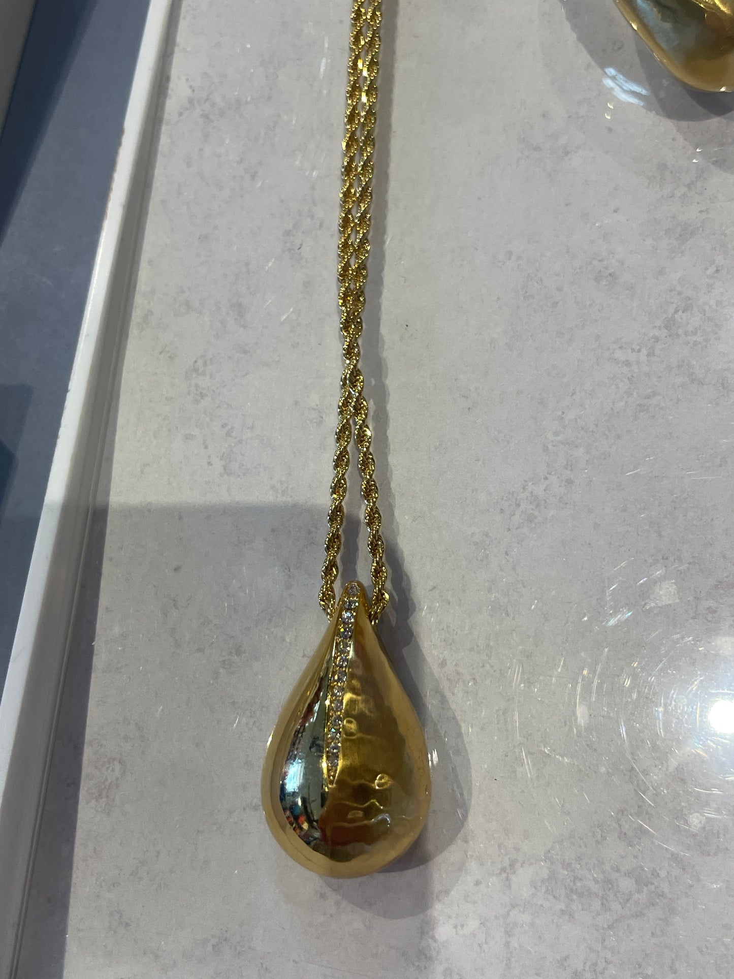 gold tear drop necklace