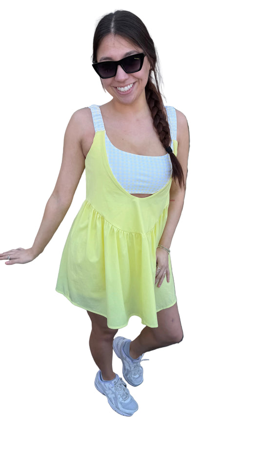 Yellow double layered dress