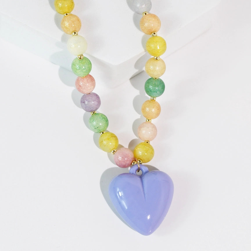 happy heart colorful necklace