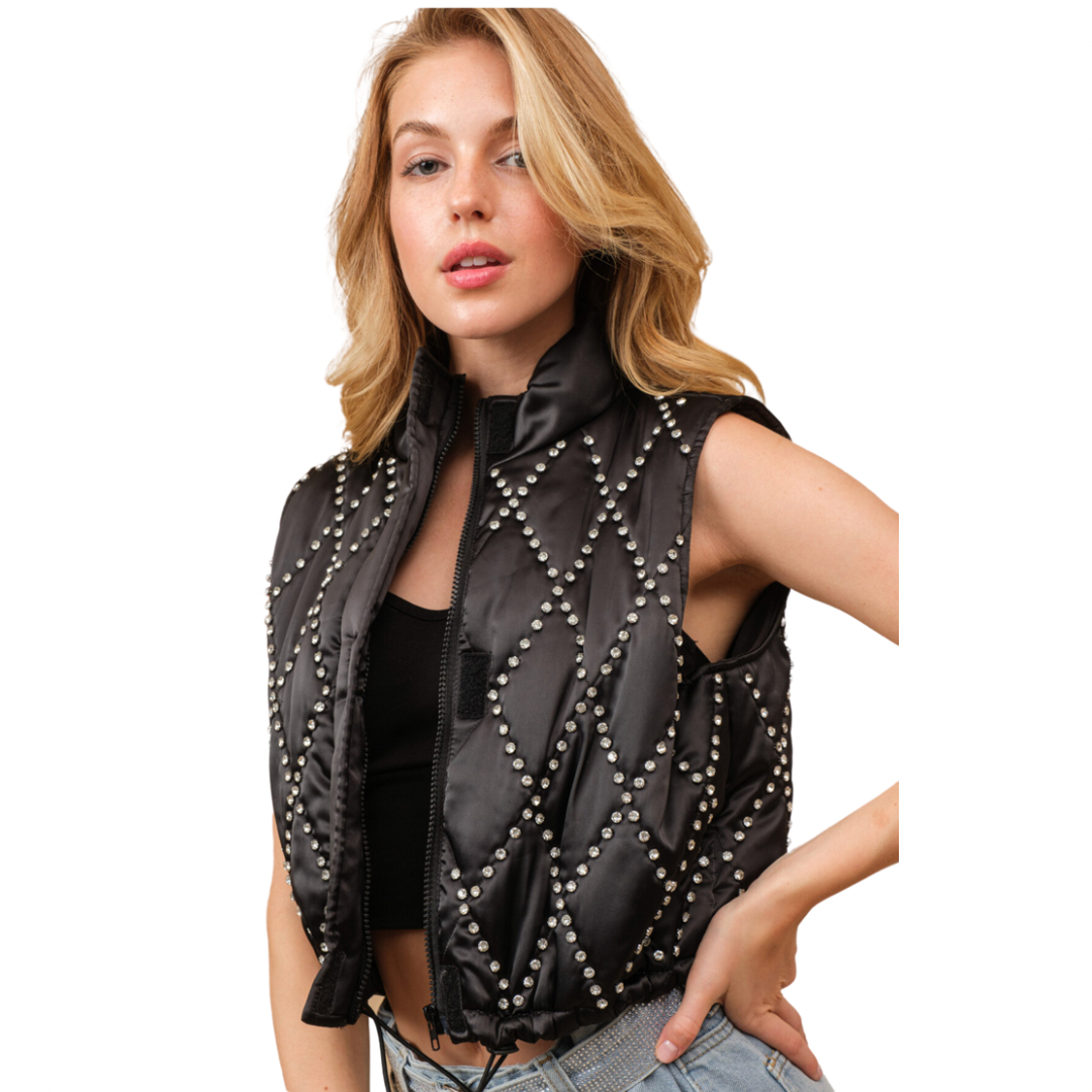 STUDDED CROP VEST