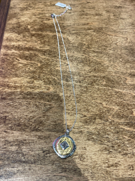 Mosaic Two Tone Pendant Necklace
