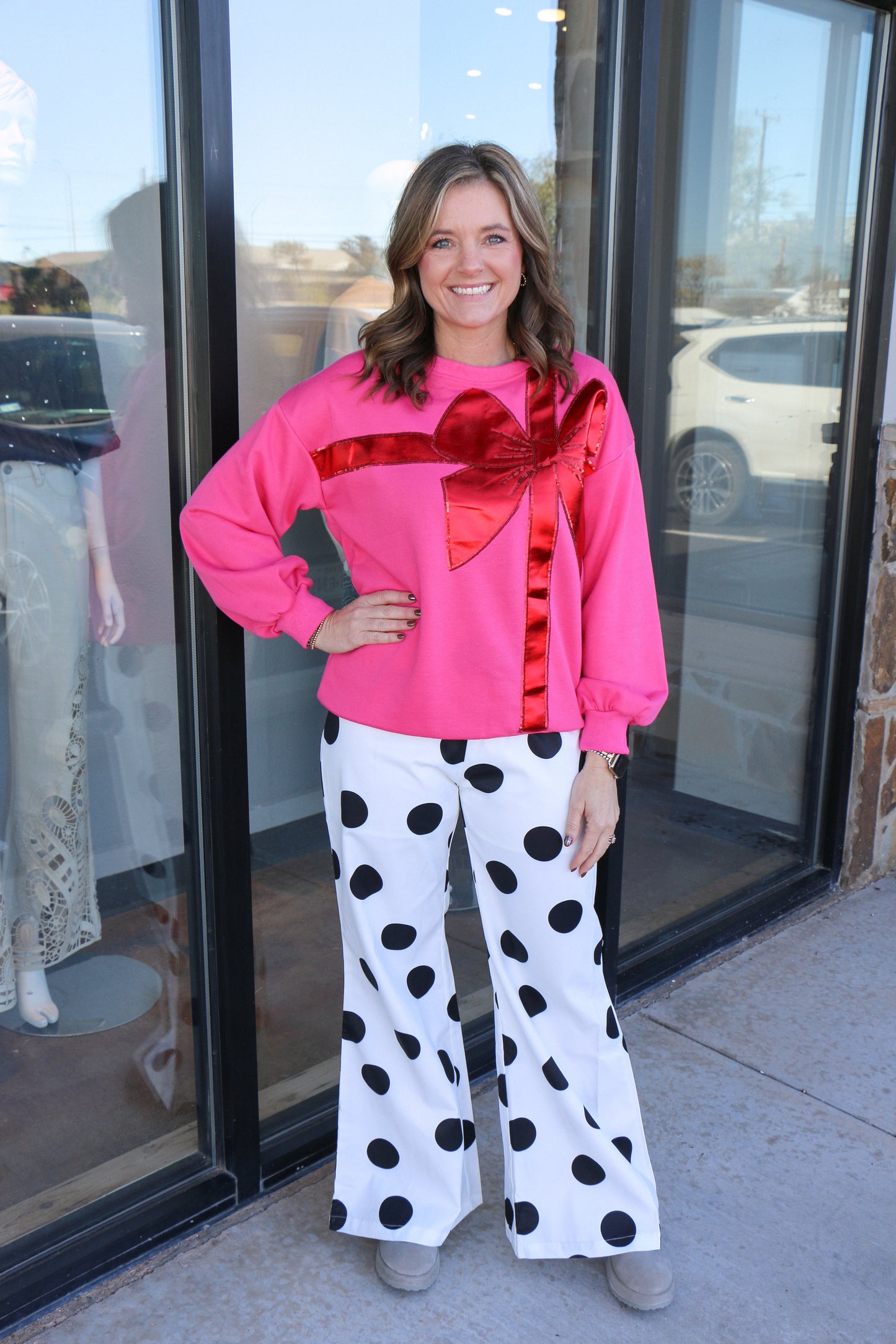 Wide-leg Polka Dot Casual Pants