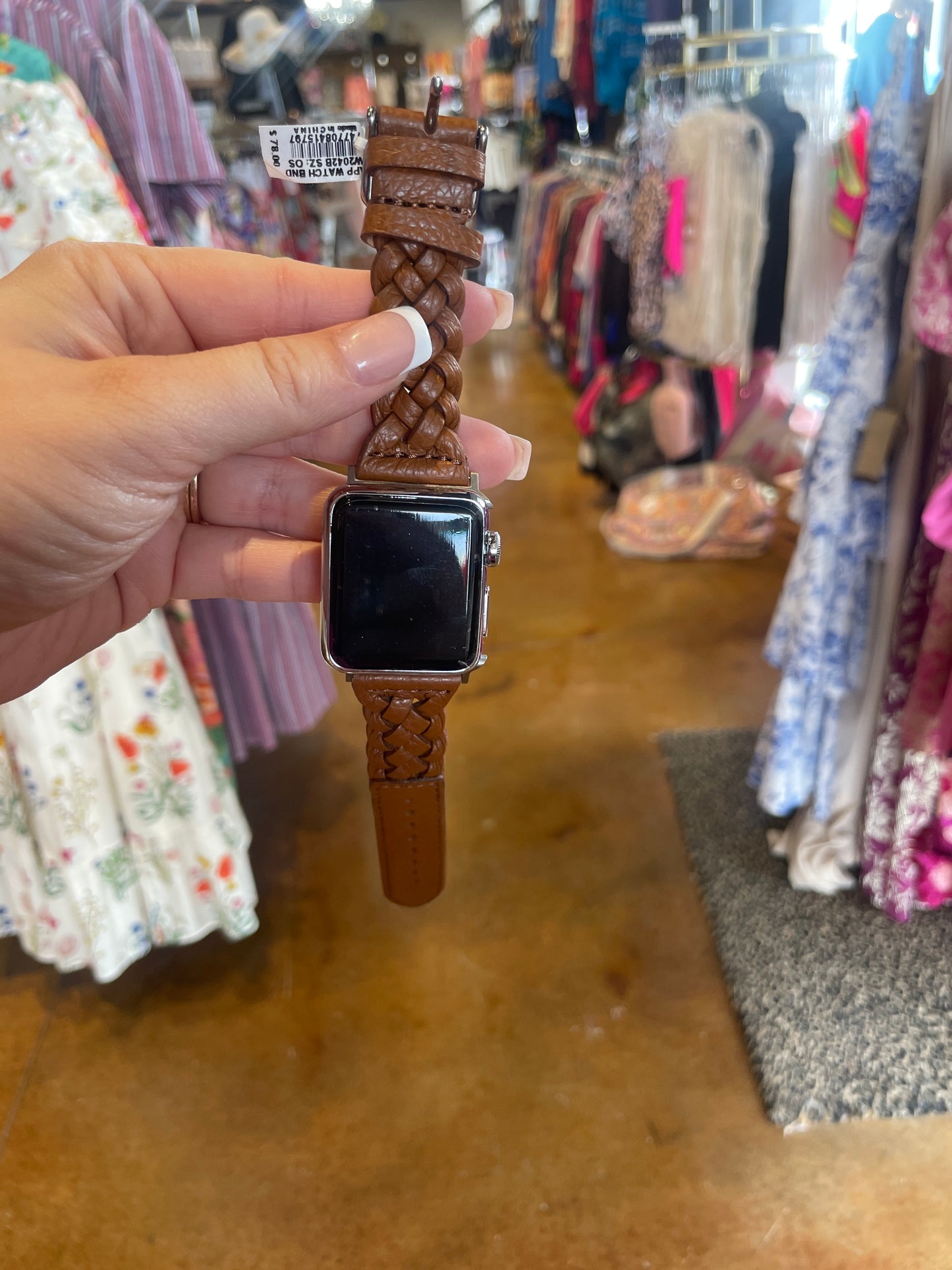 brown braided watch band