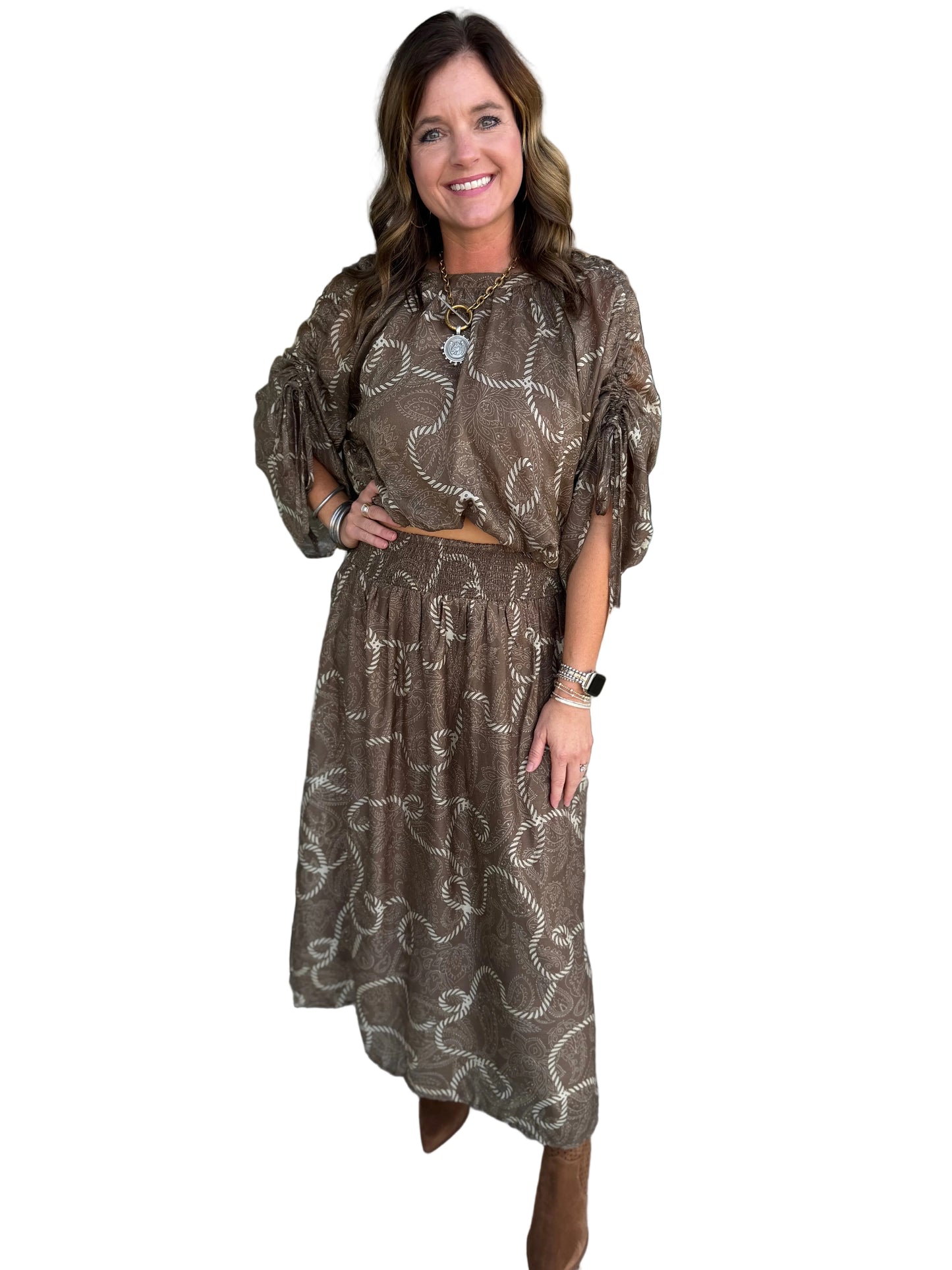 Mocha brown lone star cowgirl set
