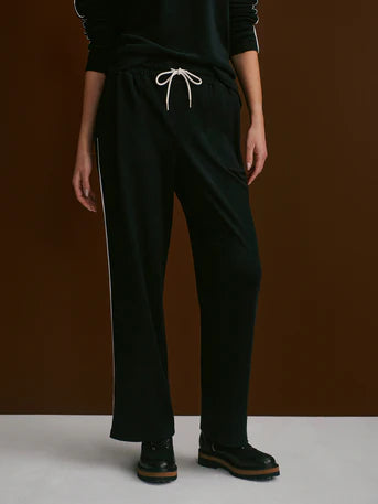 Brushed Rib Straight Leg Pant 30 - Black / Snow White