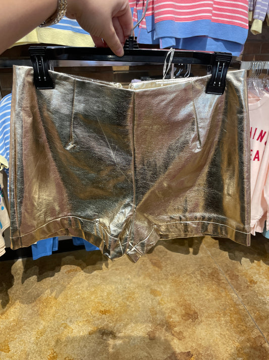 METALLIC FAUX LEATHER SHORTS