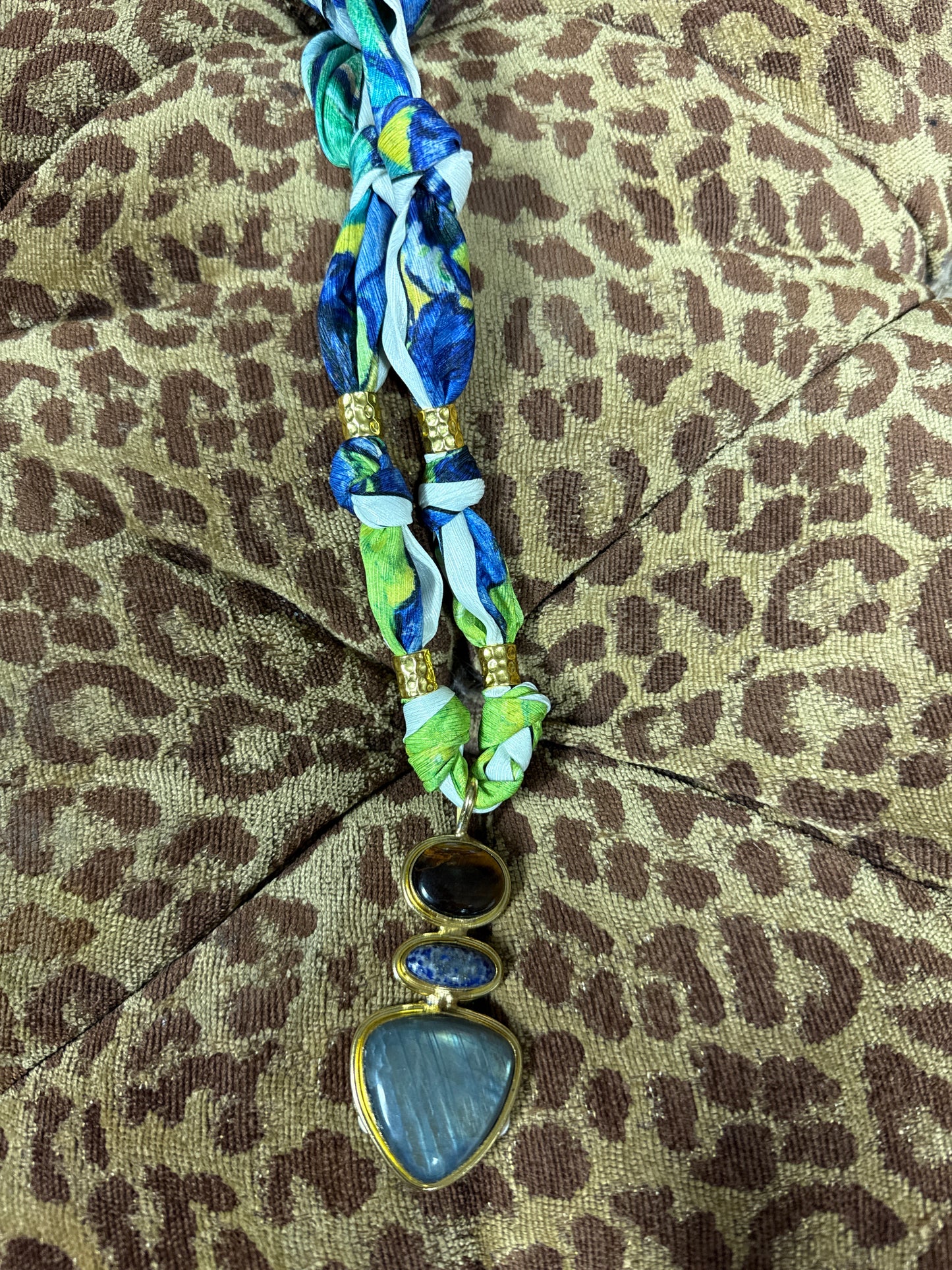 chunky gem scarf necklace
