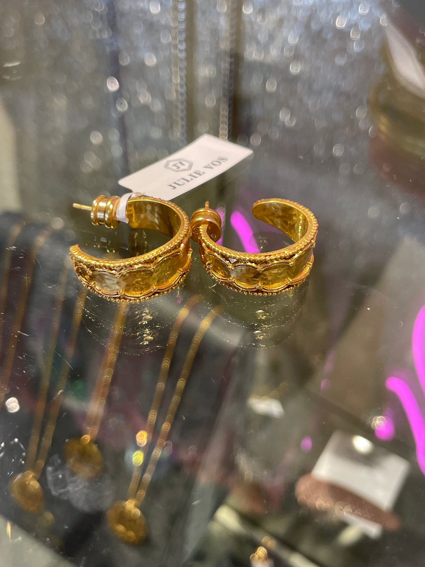 gold cubic hoop med