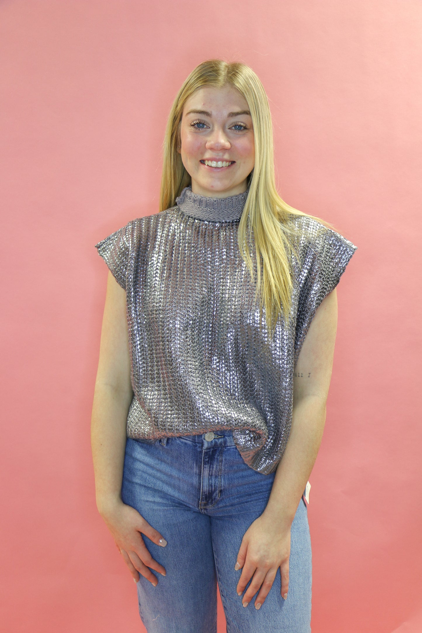 Metallic Foil Sweater top