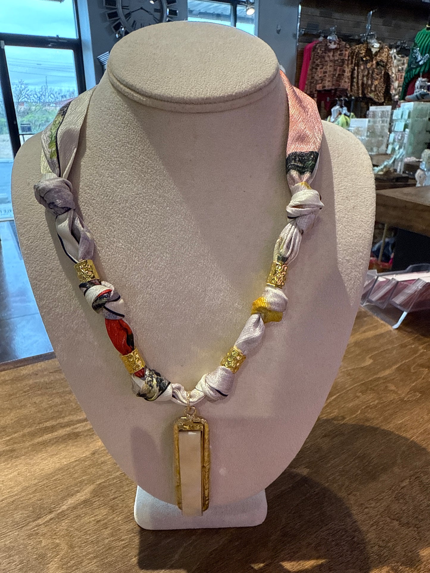 Vibrant scarf necklaces