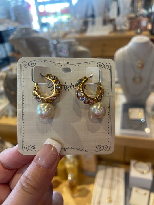 gold pearl hoops