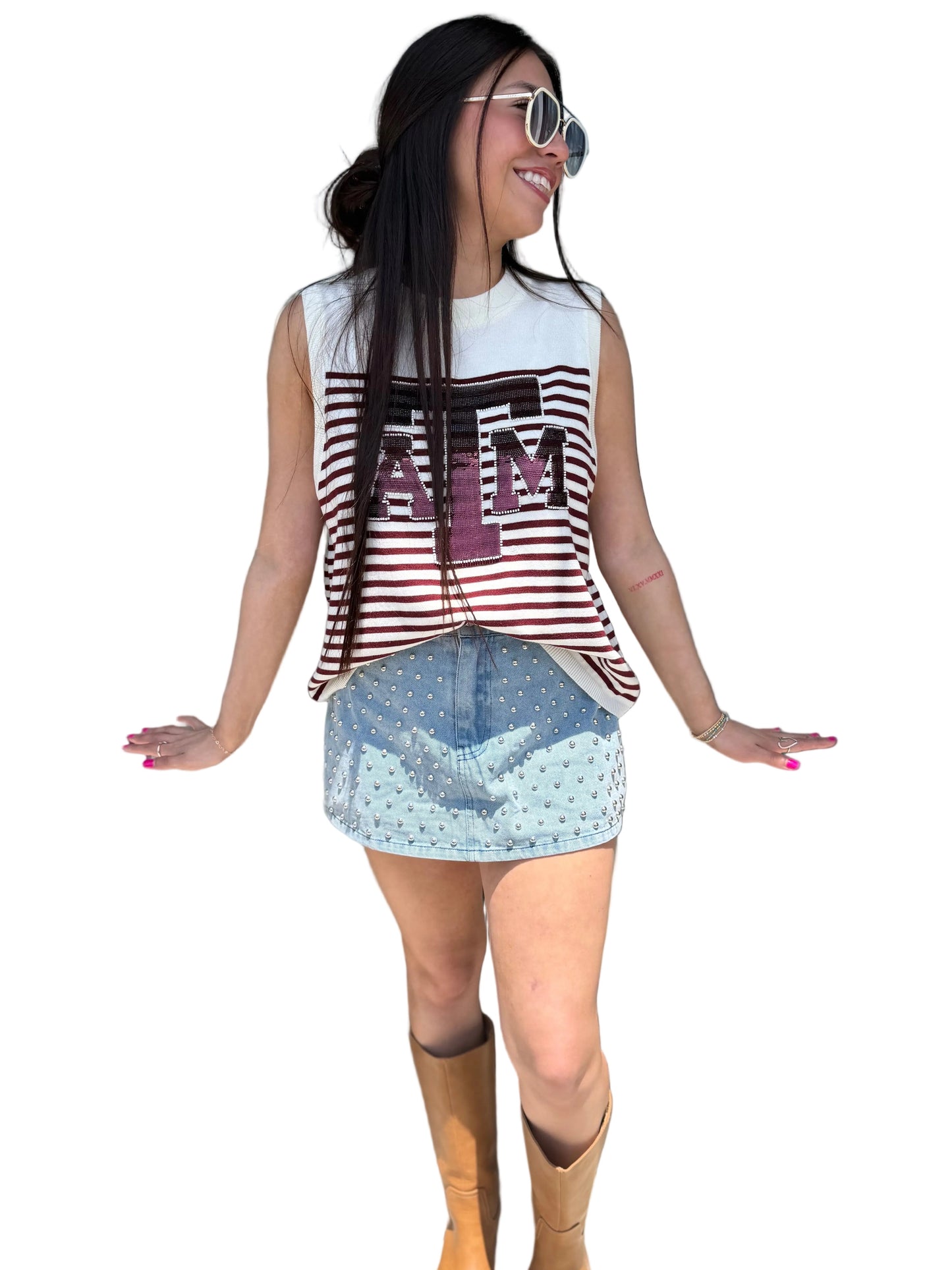 Texas A&M Mascot Striped Knit Tank