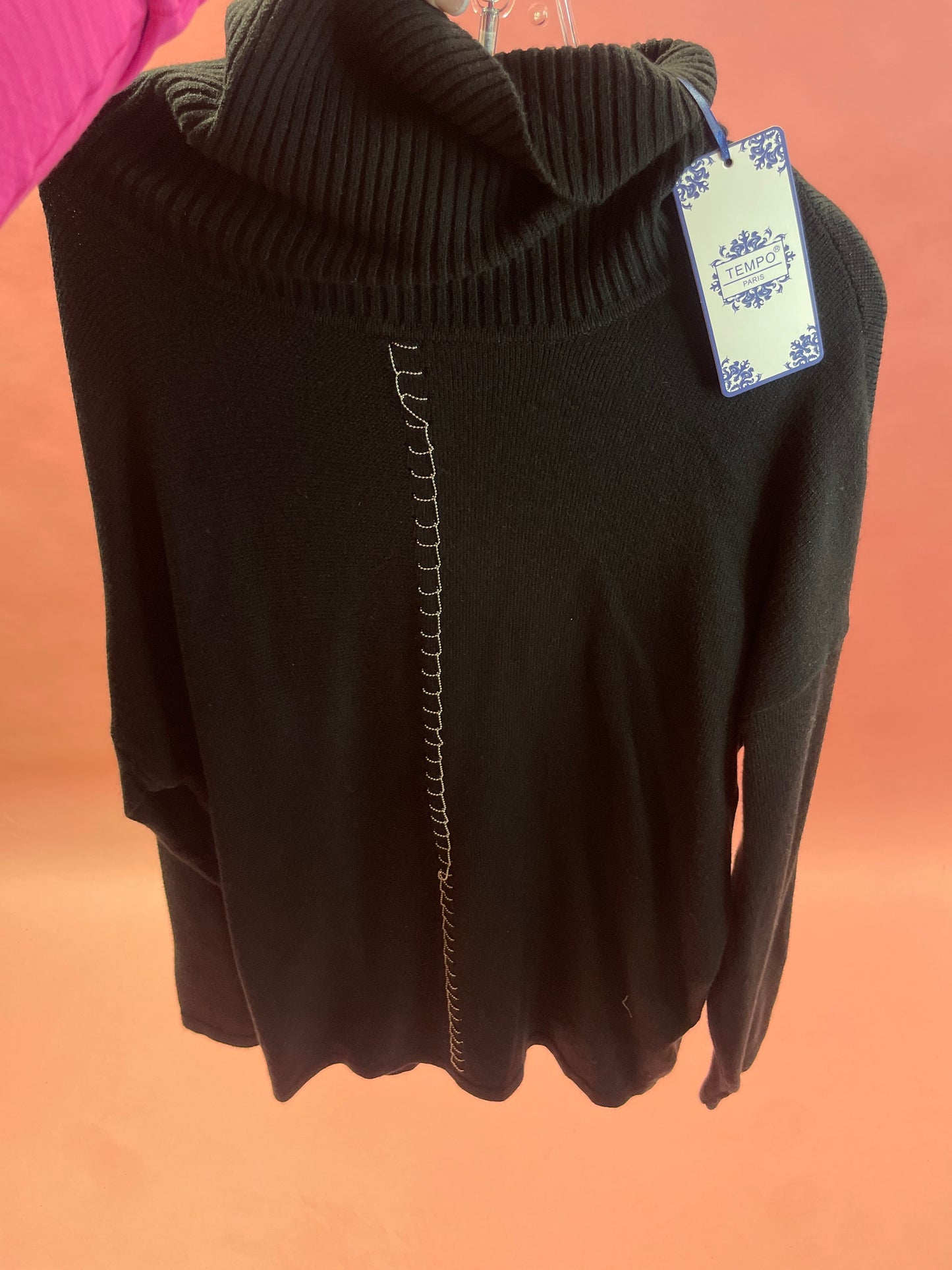 BLACK SILVER TRIM SWEATER