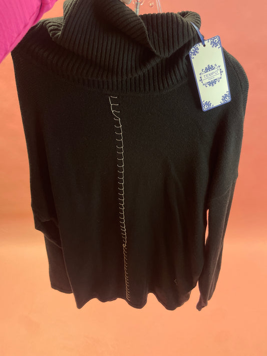 BLACK SILVER TRIM SWEATER