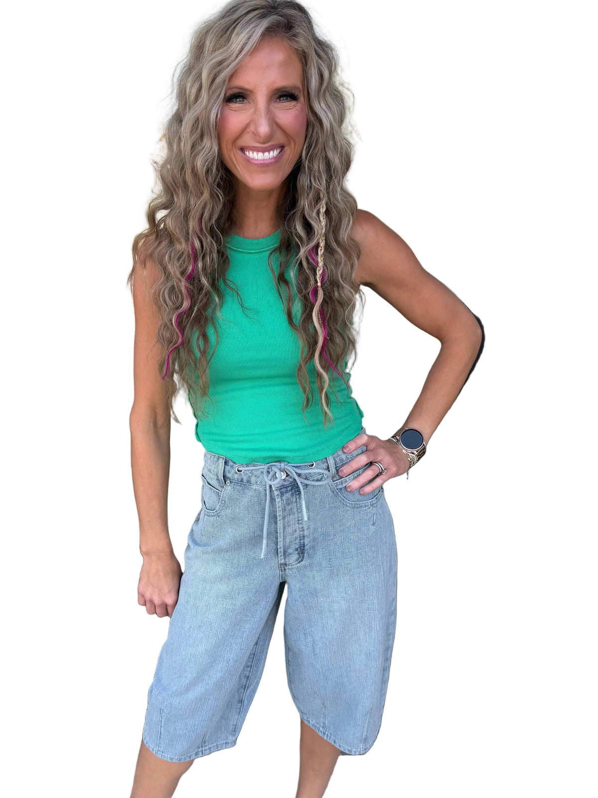 Green ribbed tank