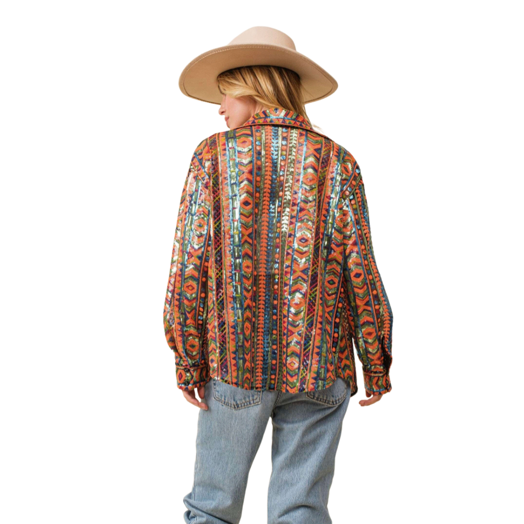 Aztec Sequin Western Shirt