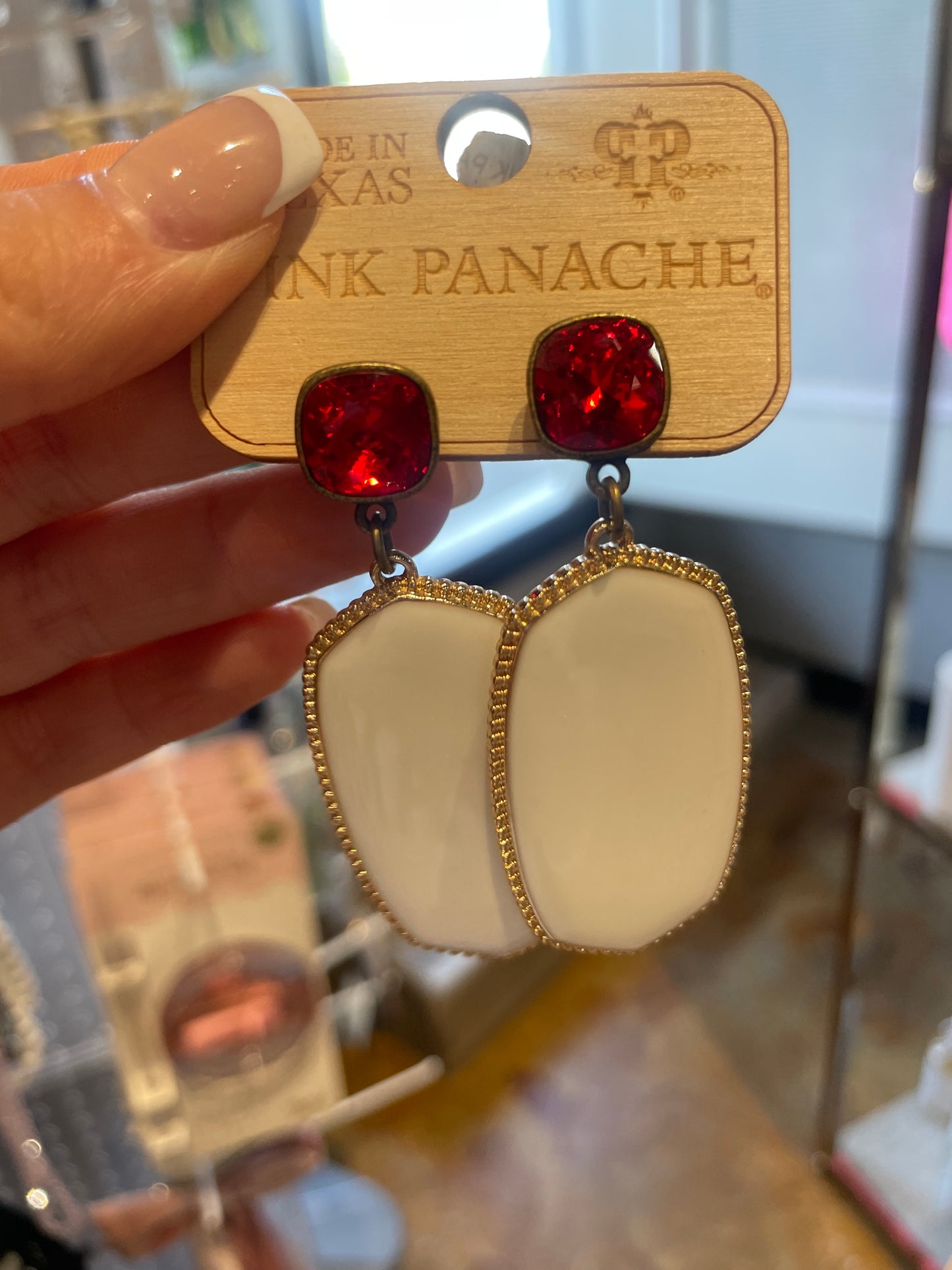 RED AND WHITE XMAS EARRINGS