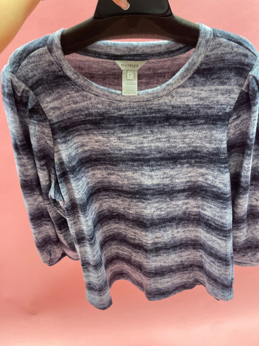 Three Blue Scoop Neck Top