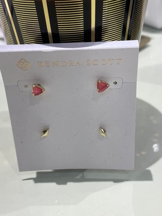 greta stud ear gld magenta set