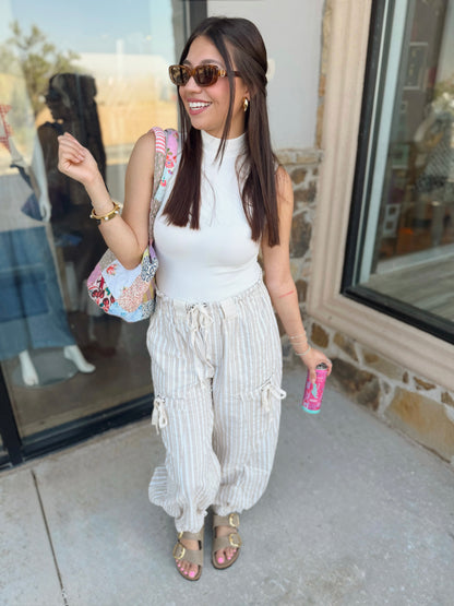 Soft Washed Striped Jogger Pants