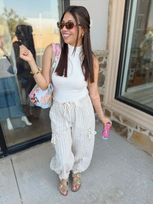 Soft Washed Striped Jogger Pants