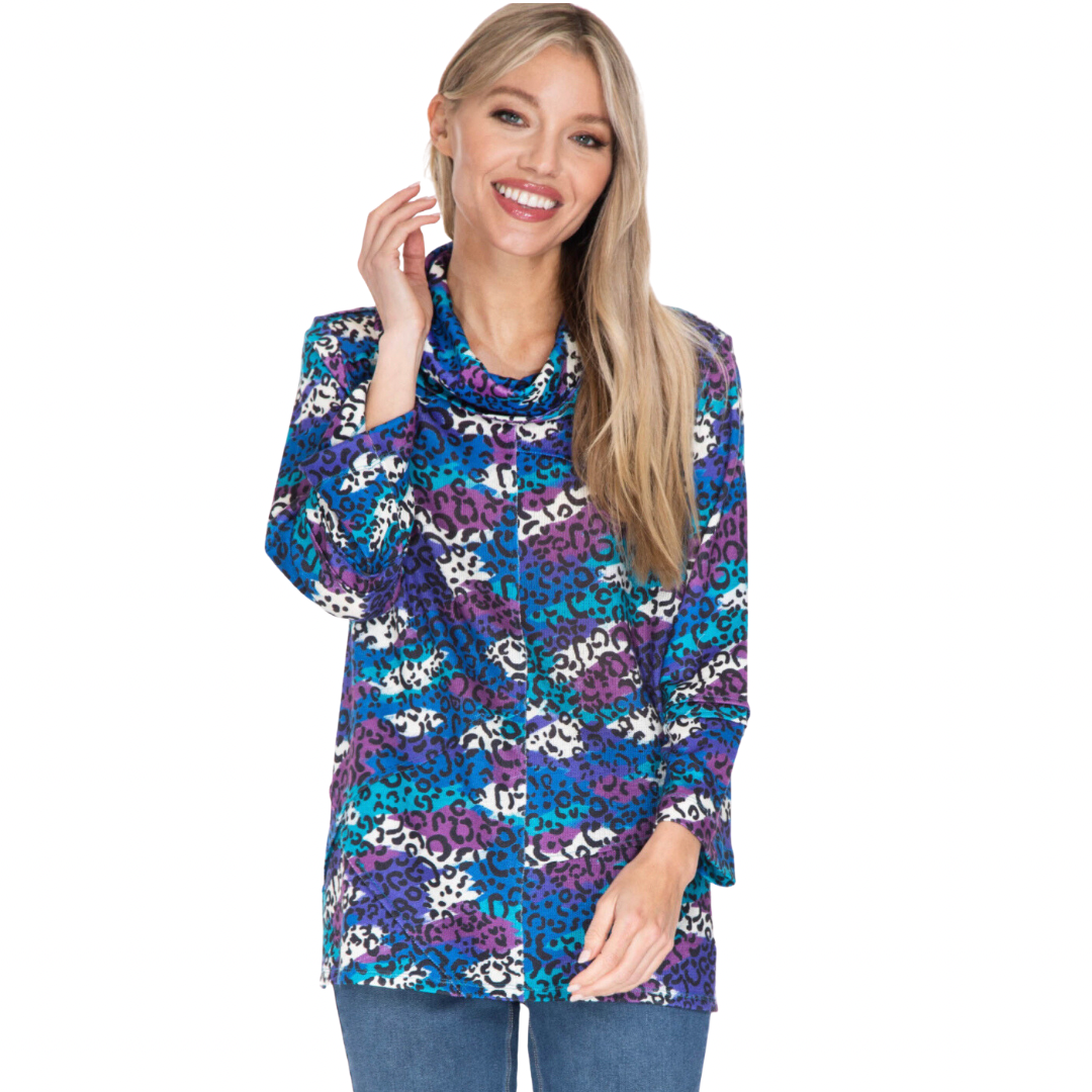 Purple/Teal Leopard Sweater