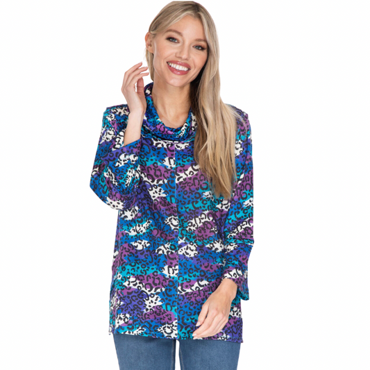 Purple/Teal Leopard Sweater