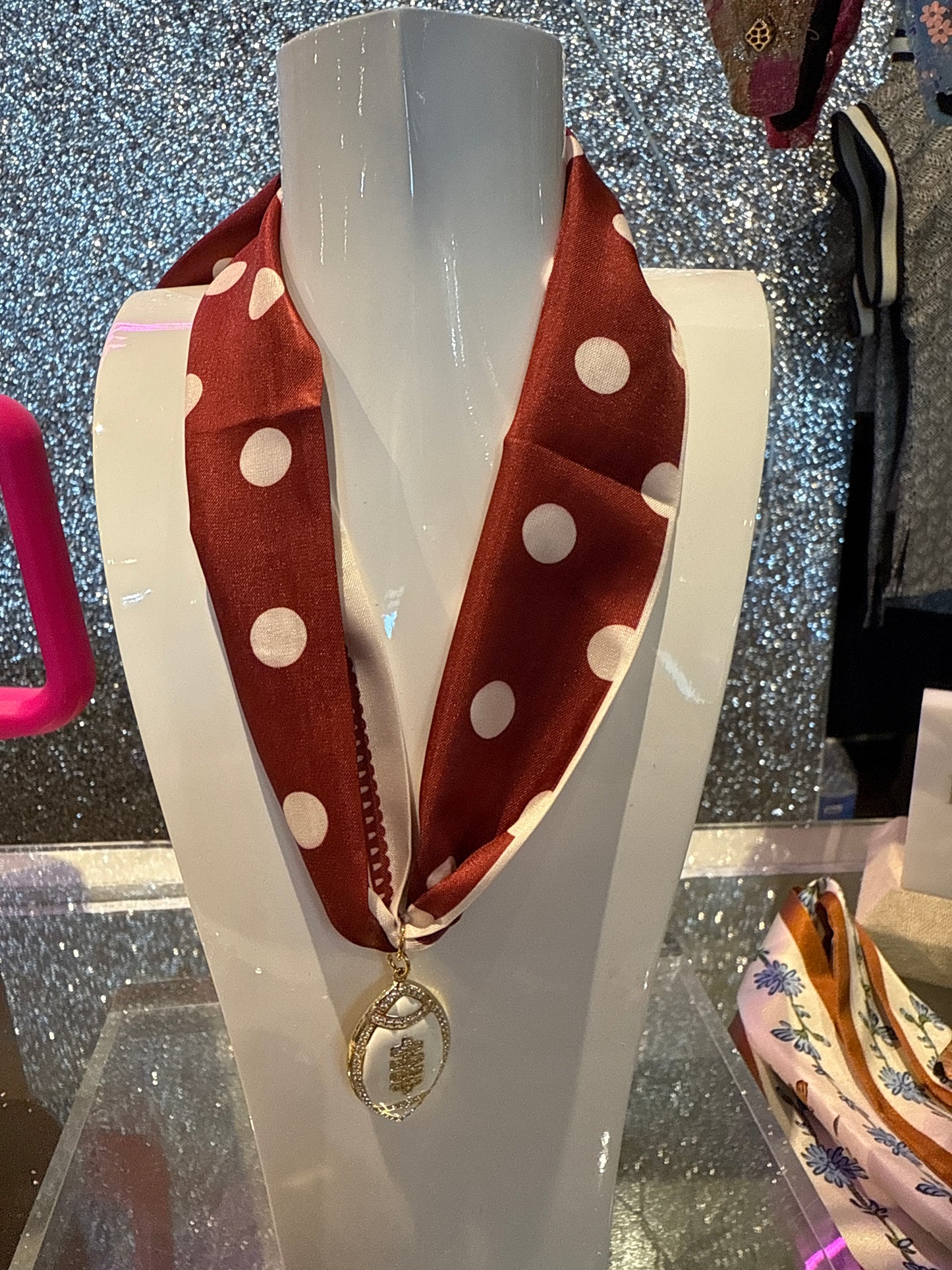 Football on Scarf Necklace