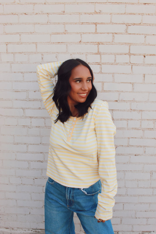 Lemon & white stripped henley
