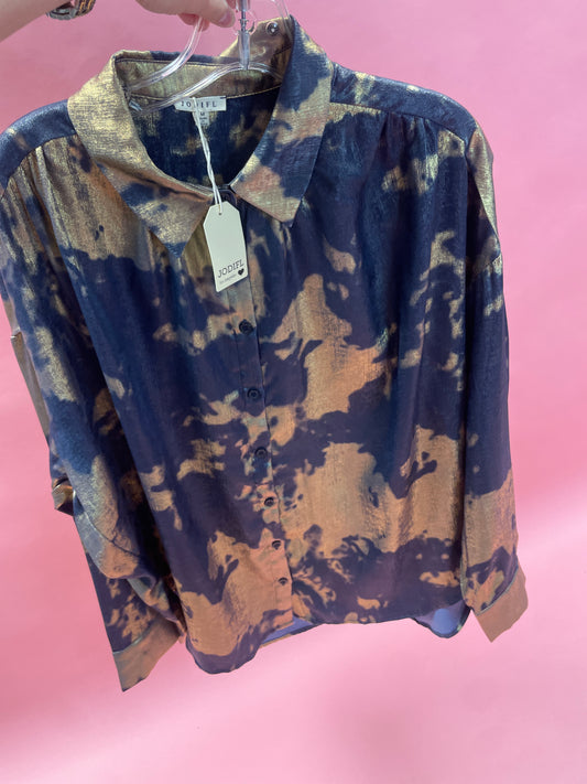 Gold and Denim Button Top