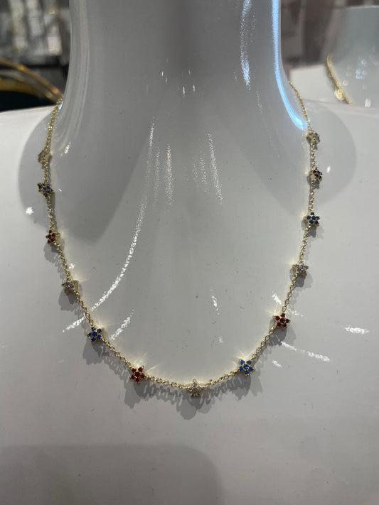 RED WHITE AND BLUE NECKLACE