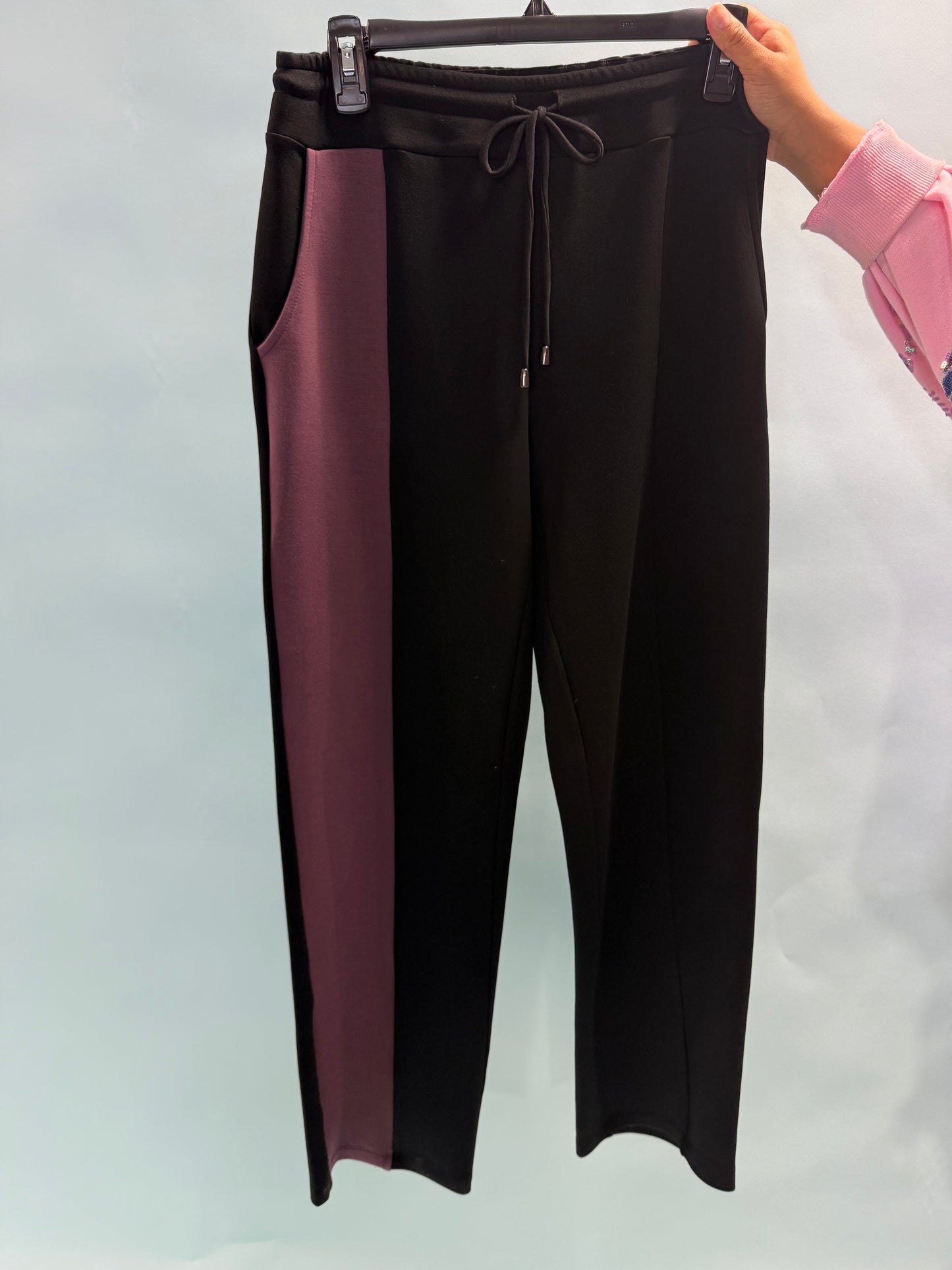 Black sweat pants w/ color stripe detail