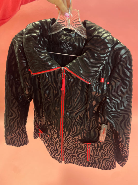 BLACK PU ZEBRA JACKET