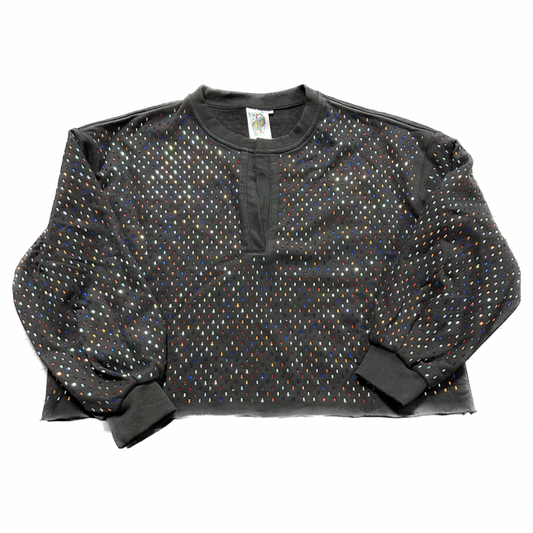 BLACK MULTI SCATTERED RHINESTONE SWEATSHIRT