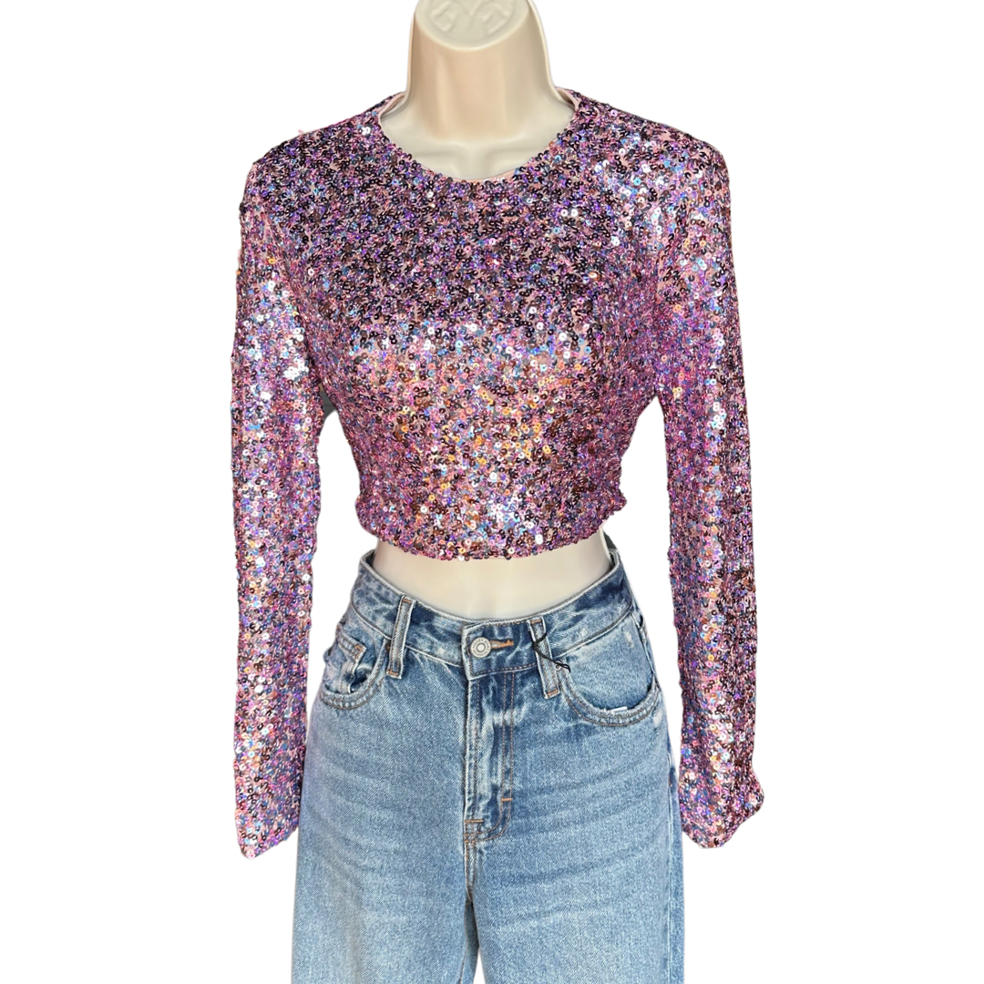 Sequins Open Back Top