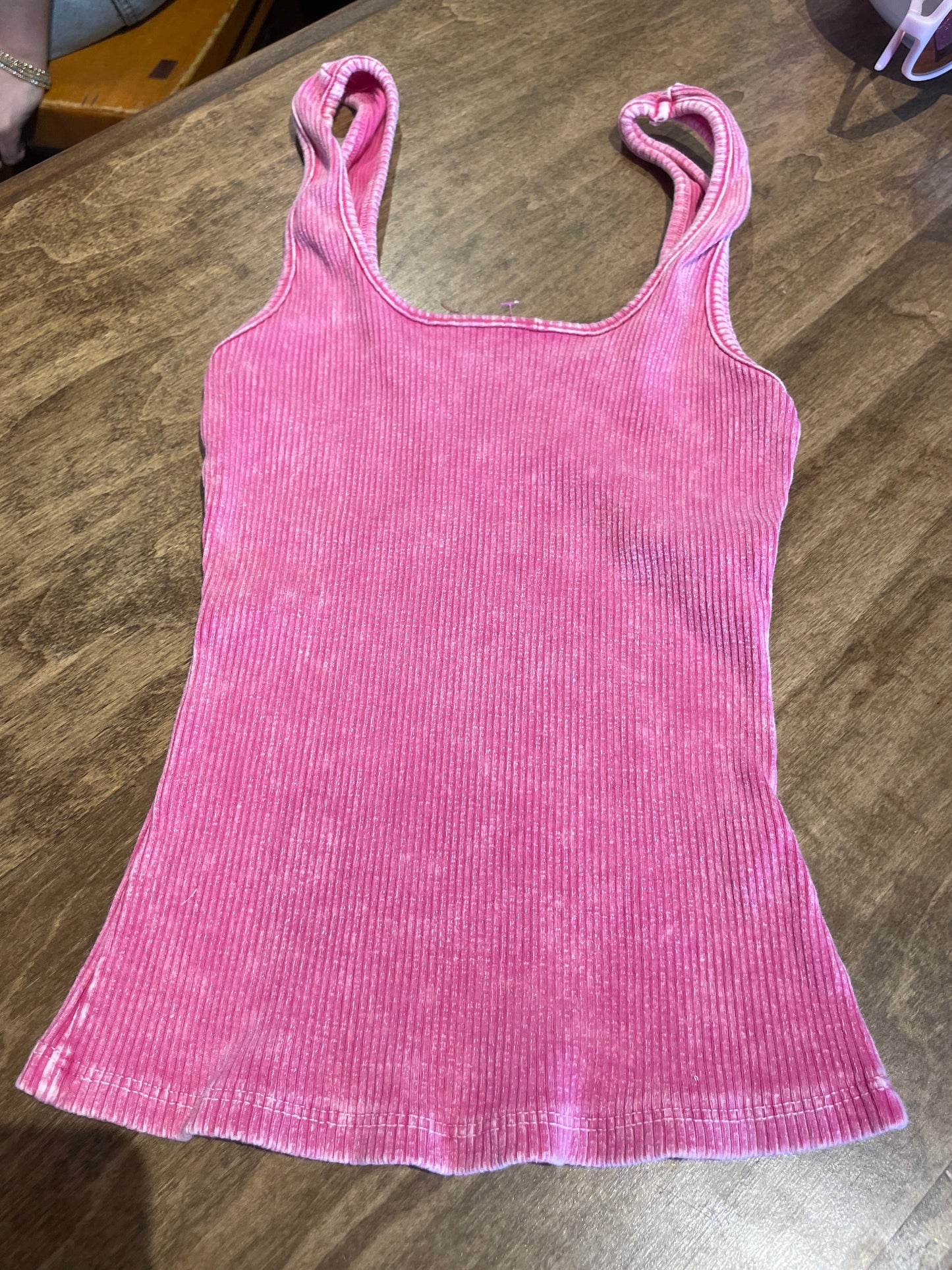 hot pink ribbed tank top