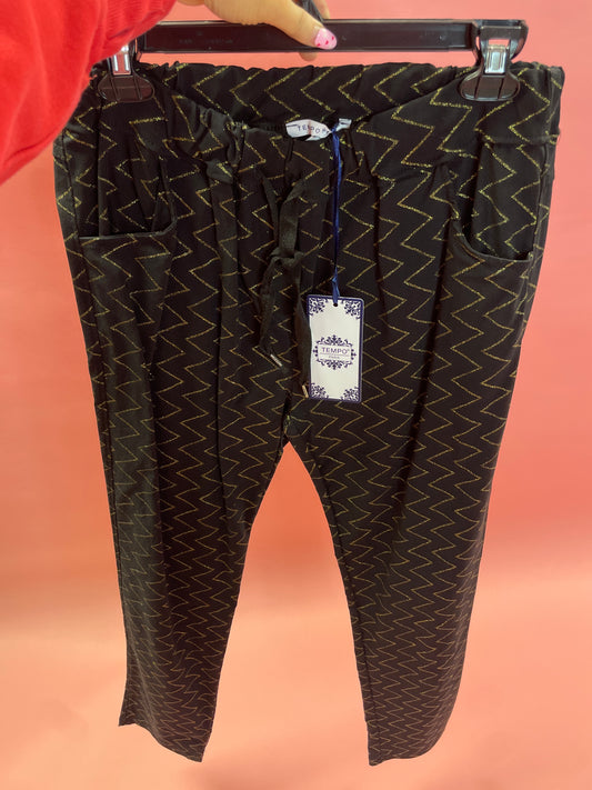 Gold Zig Zag Print Jogger