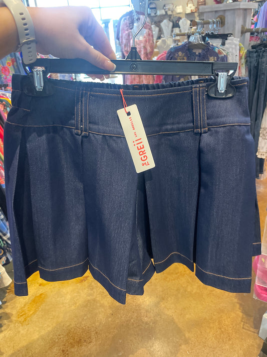 Dark Denim Pleaded Skort