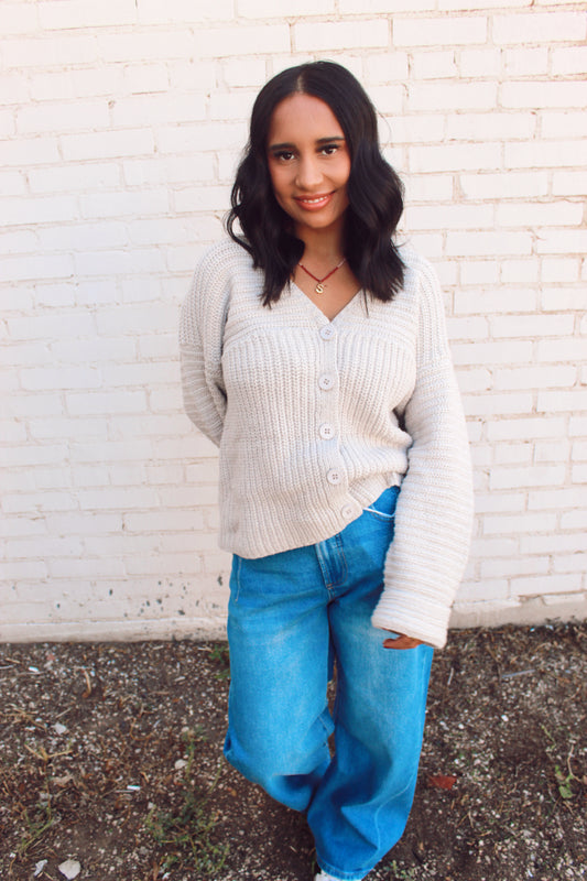 oatmeal button front cardigan