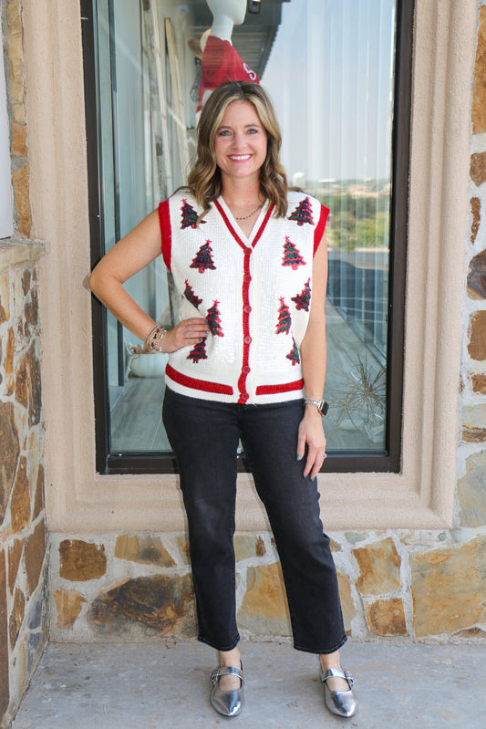 sequin vest plaid tress
