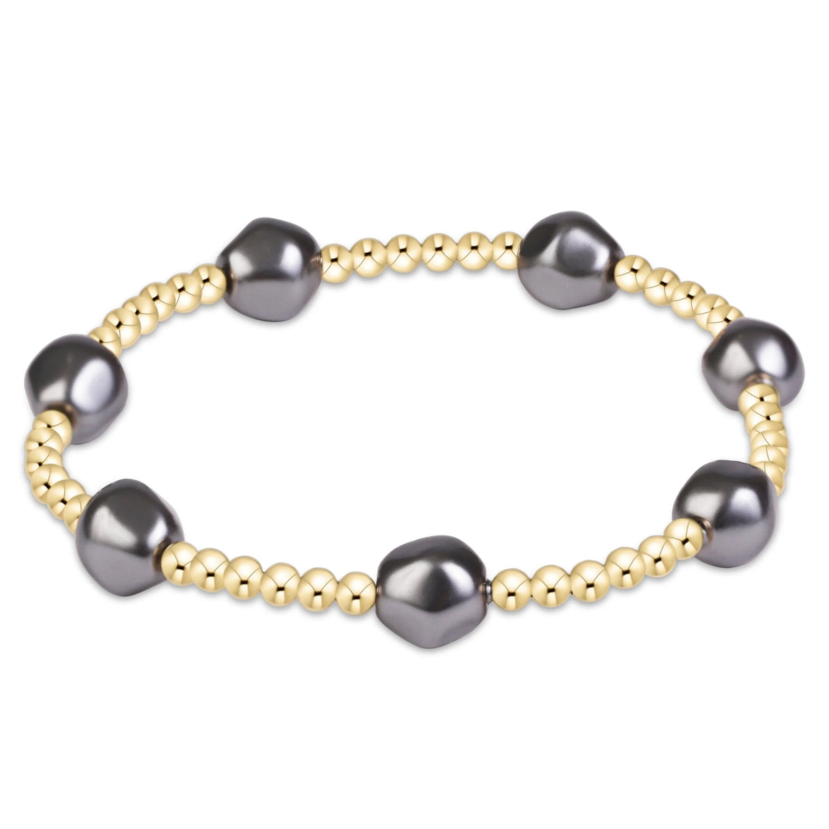 ADMIRE PEARL DARK GREY 3MM  GOLD BRACELET