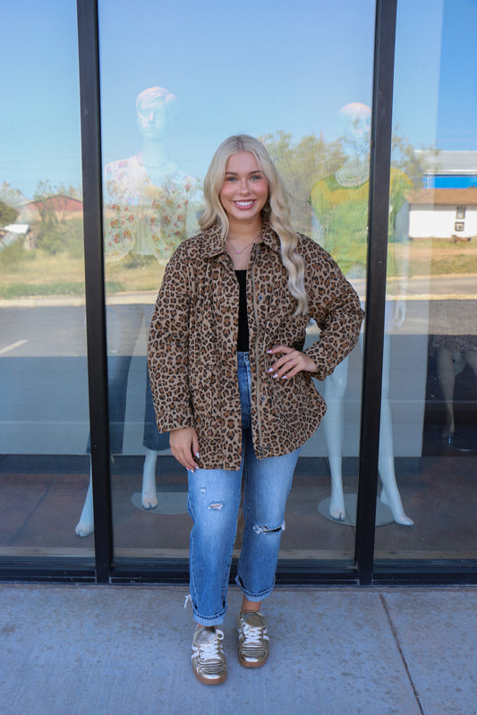 Cecile quilted leopard jacket