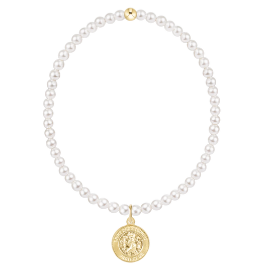 CLASSIC PEARL 3MM BRACELET - PROTECTION GOLD DISC