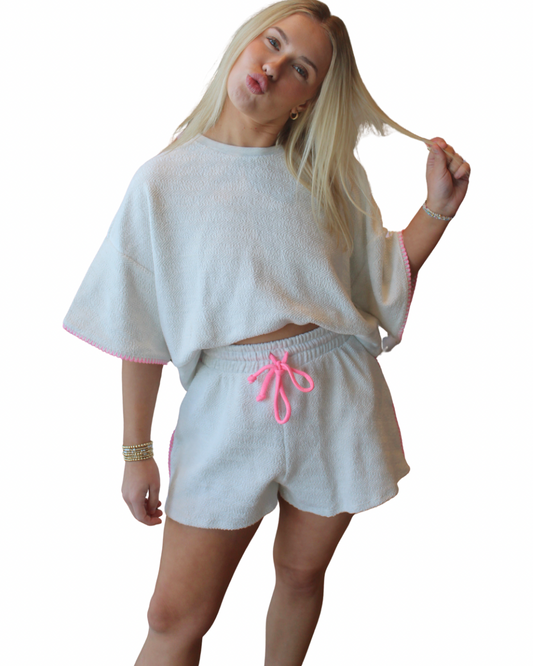Oversized crop short set