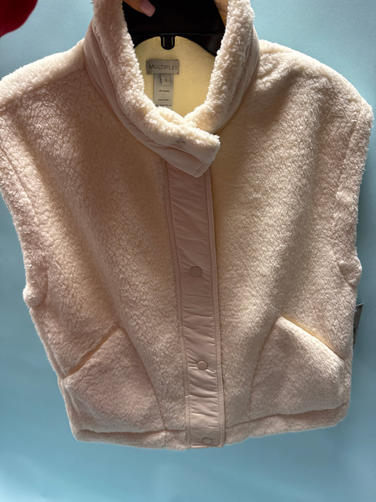 WHITE FUR STAND COLLAR SNAP VEST