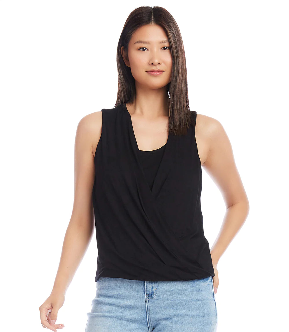 BLACK DRAPE FRONT TOP