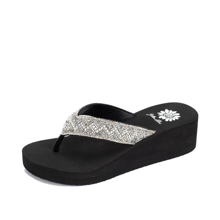 SHONA BLACK WEDGE FLIPFLOPS