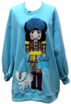 Bright Blue Brunette Haired lady Nutcracker Sweater Dress