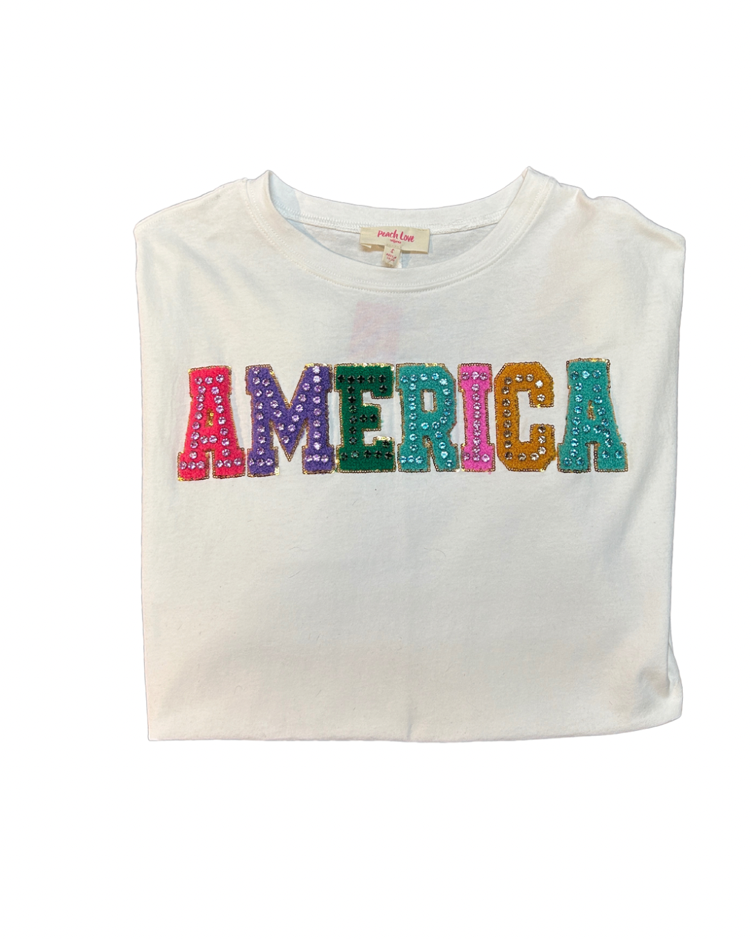 America Towel & Rhinestone Embo Oversized Top